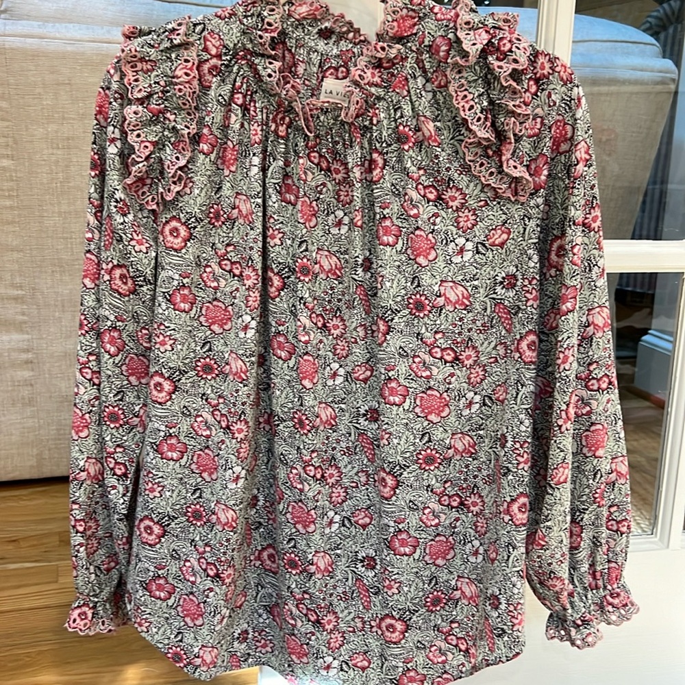 La Vie by Rebecca Taylor floral blouse EUC